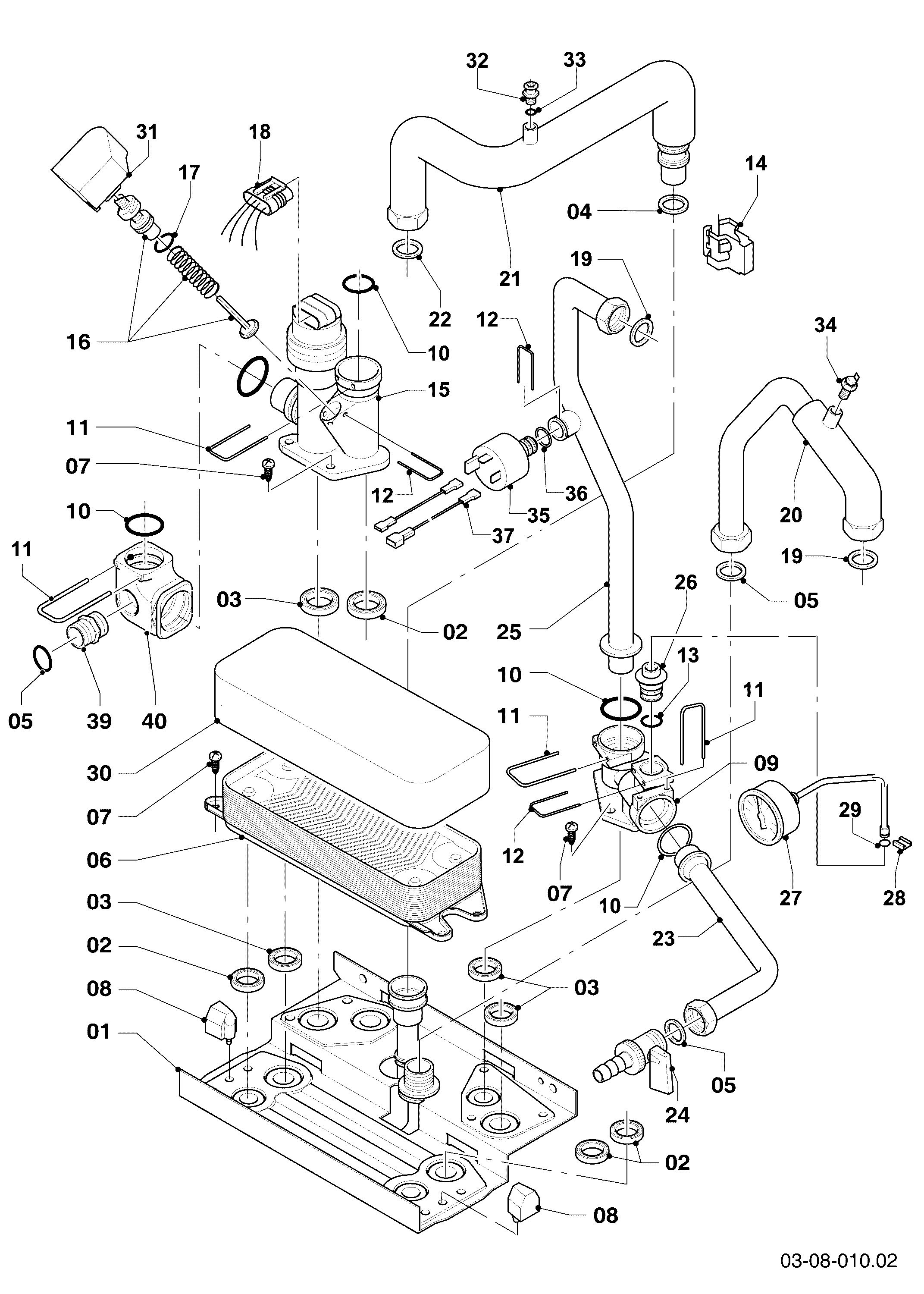 Schéma éclaté Pièces hydrauliques — Vaillant VSC FR 246-C 170
