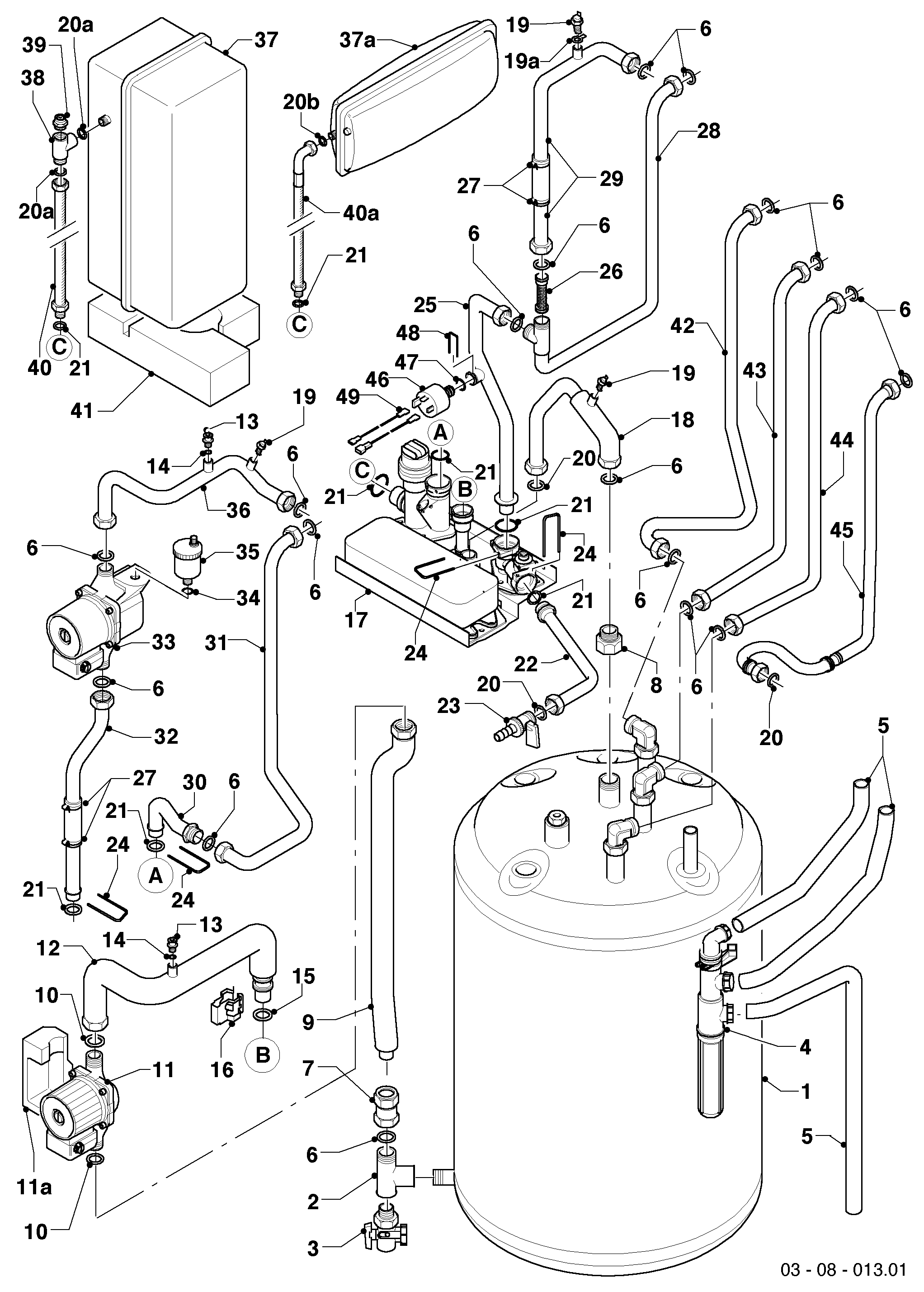 Schéma éclaté Pièces hydrauliques — Vaillant VSC FR 246-C 170