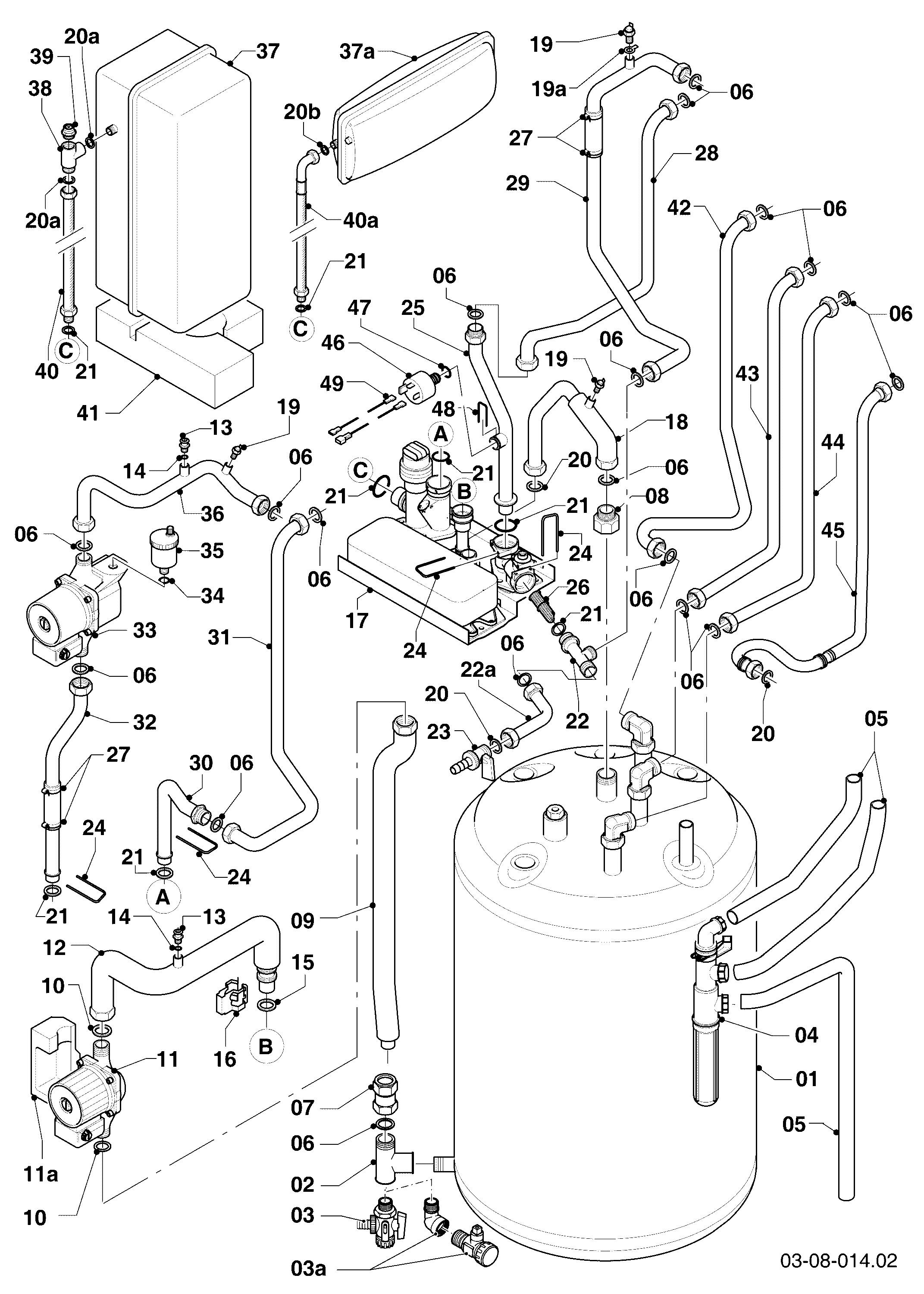 Schéma éclaté Pièces hydrauliques — Vaillant VSC FR 246-C 170 R3
