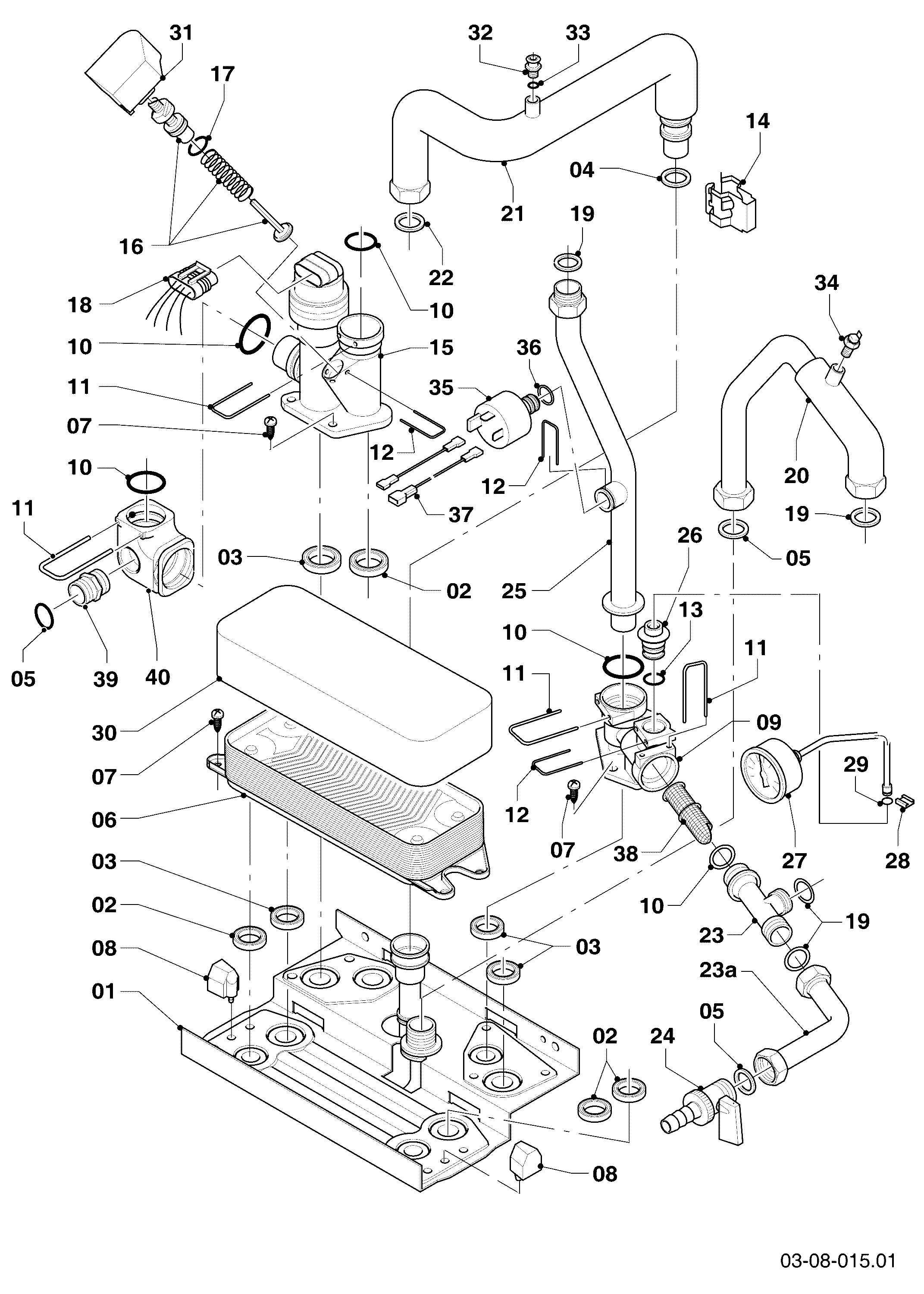 Schéma éclaté Pièces hydrauliques — Vaillant VSC FR 246-C 170 R3