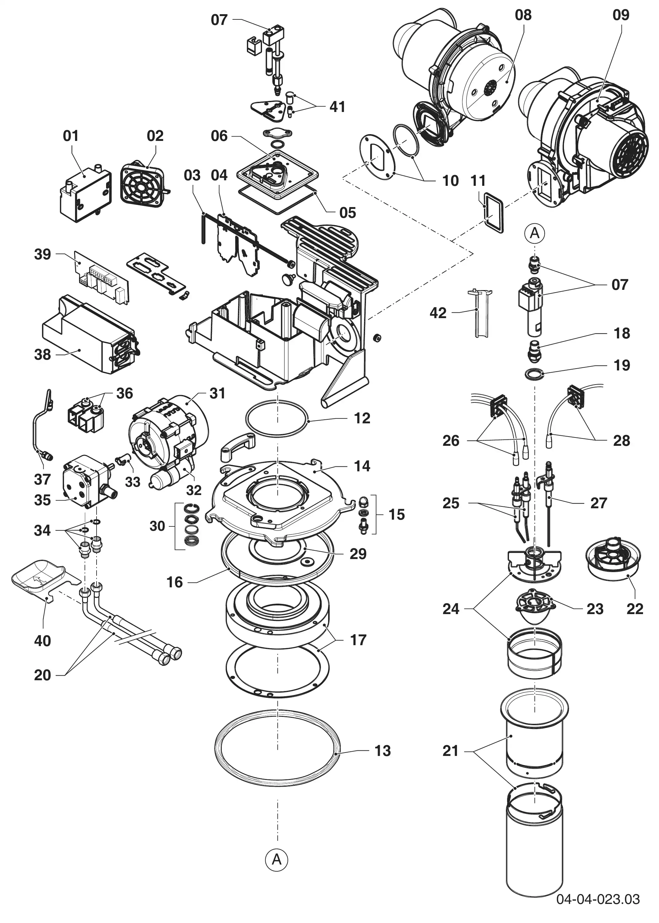 Schéma éclaté Brûleur — Vaillant VKO 156/3-7