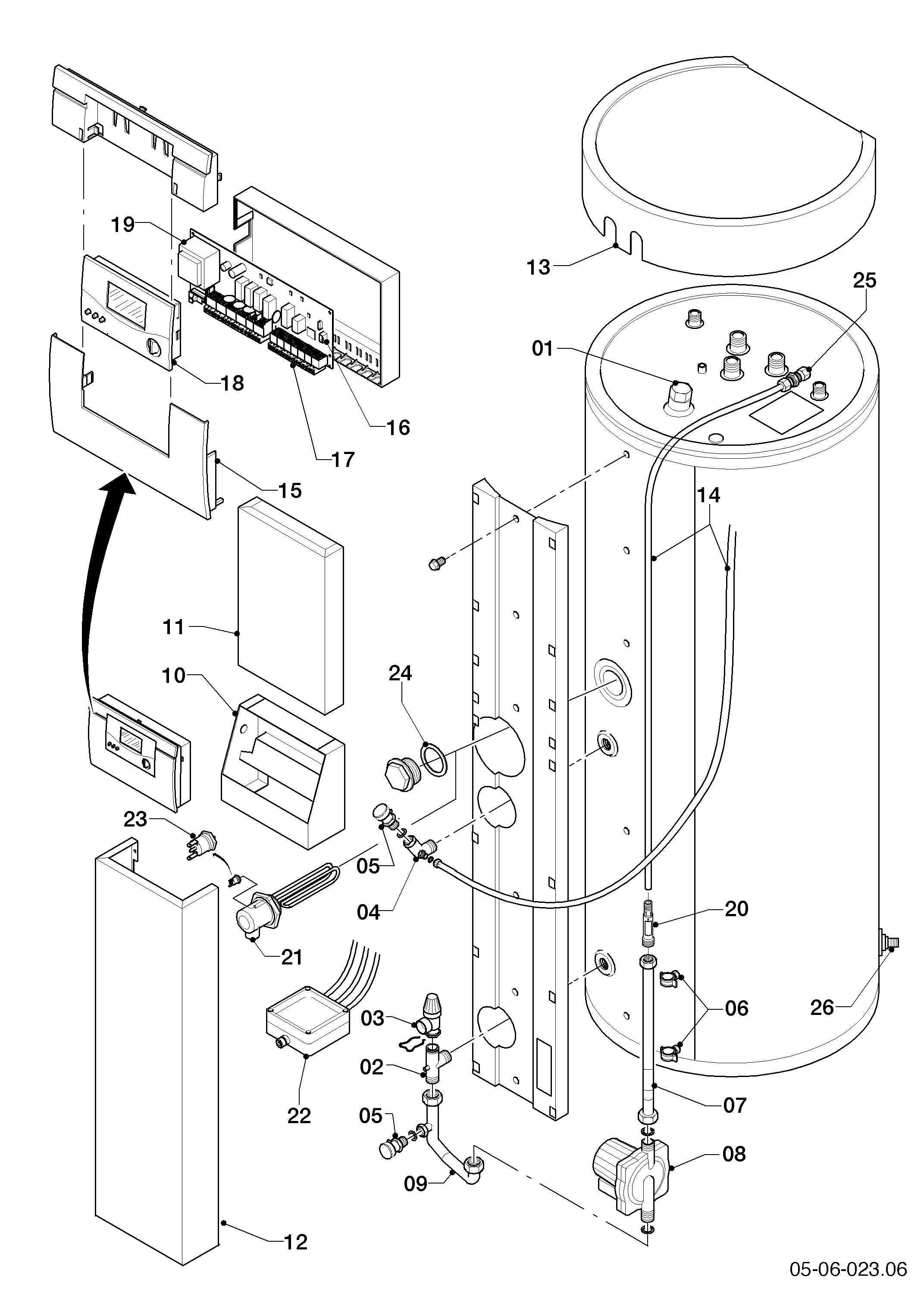 Schéma éclaté Ballon sanitaire — Vaillant VIH SN 150 i (BE)