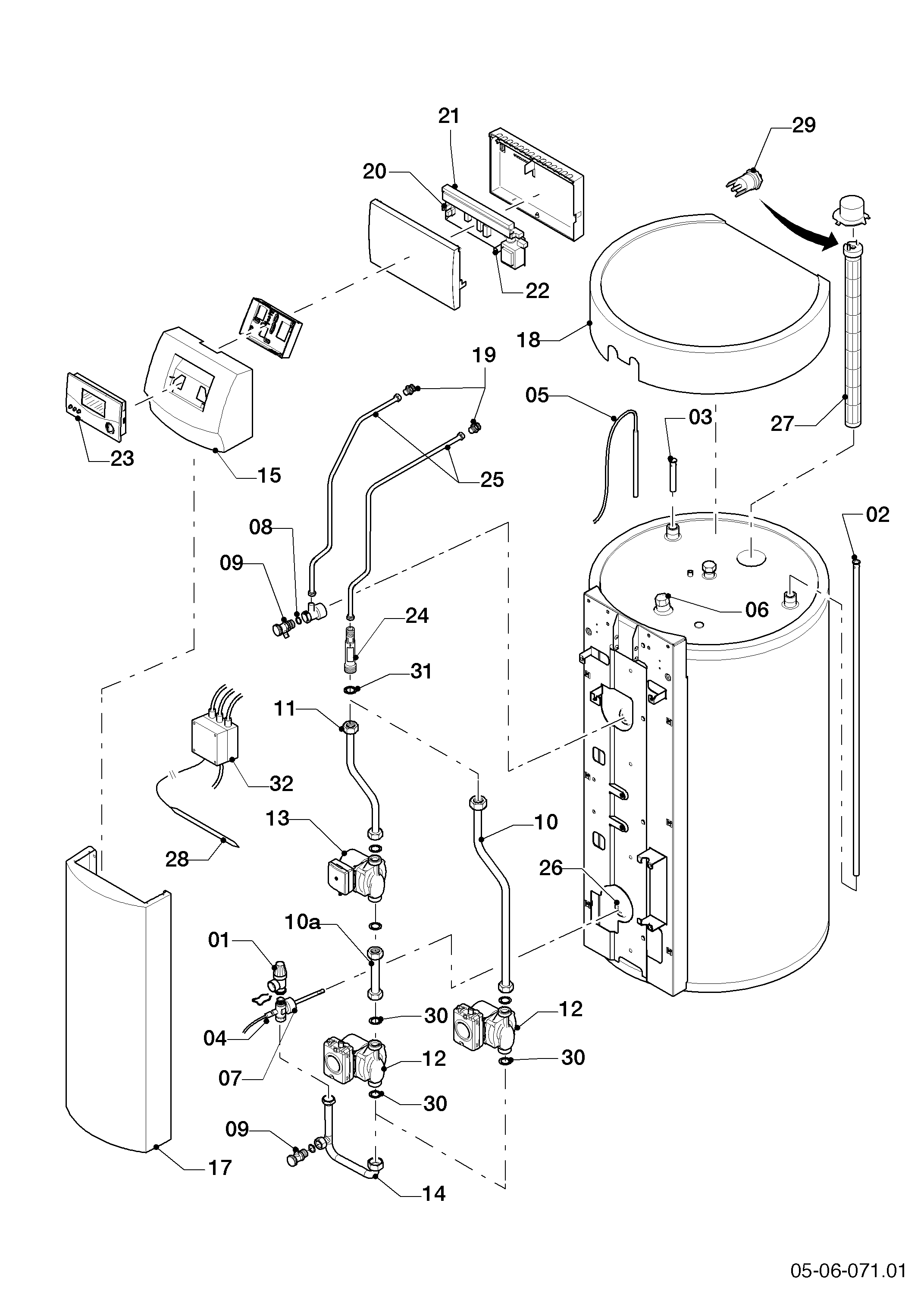 Schéma éclaté Ballon sanitaire (électrique) — Vaillant VEH SN 150/3 i (BE)
