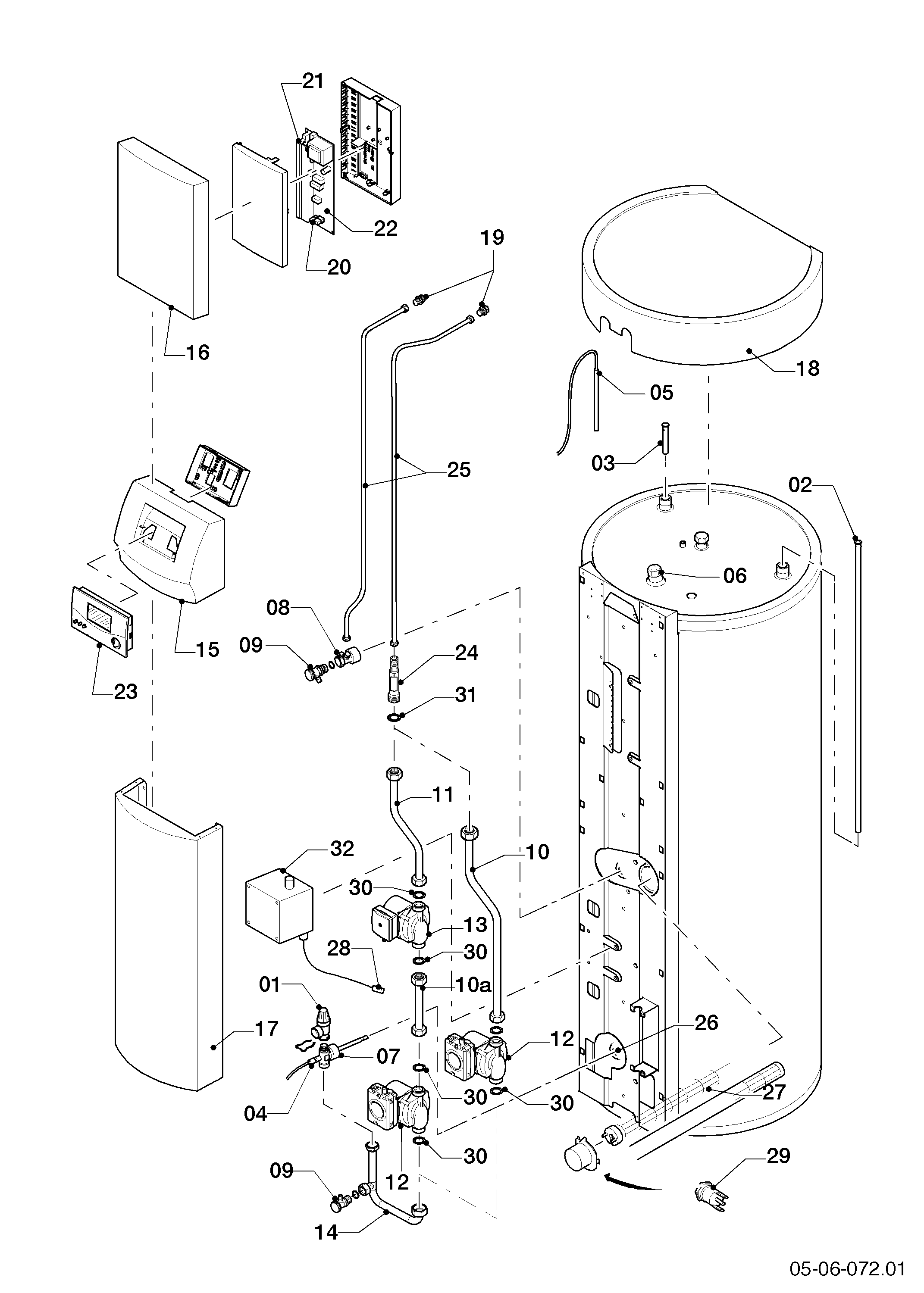 Schéma éclaté Ballon sanitaire — Vaillant VIH SN 250/3 i