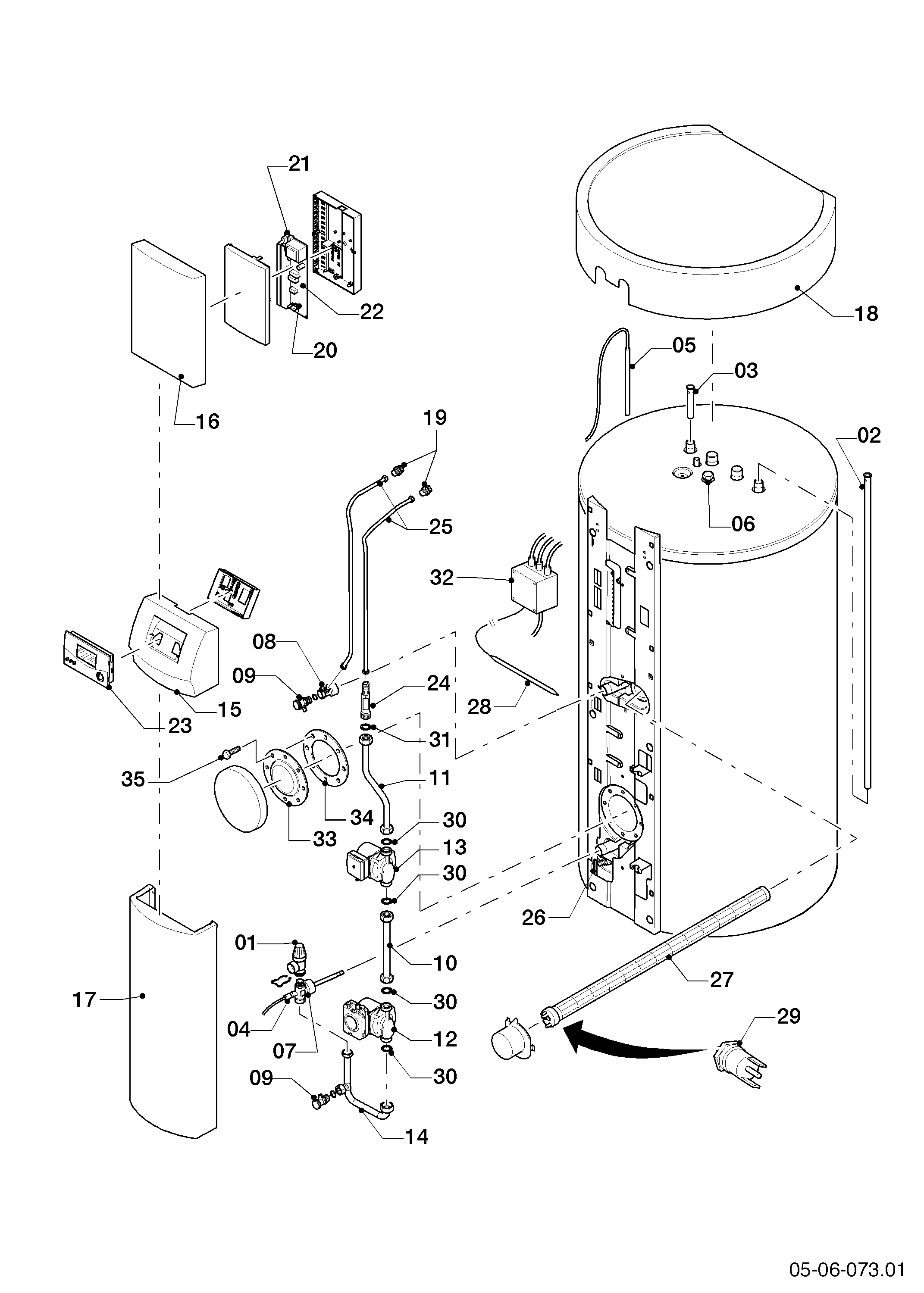 Schéma éclaté Ballon sanitaire (électrique) — Vaillant VEH SN 350/3 i P (BE)