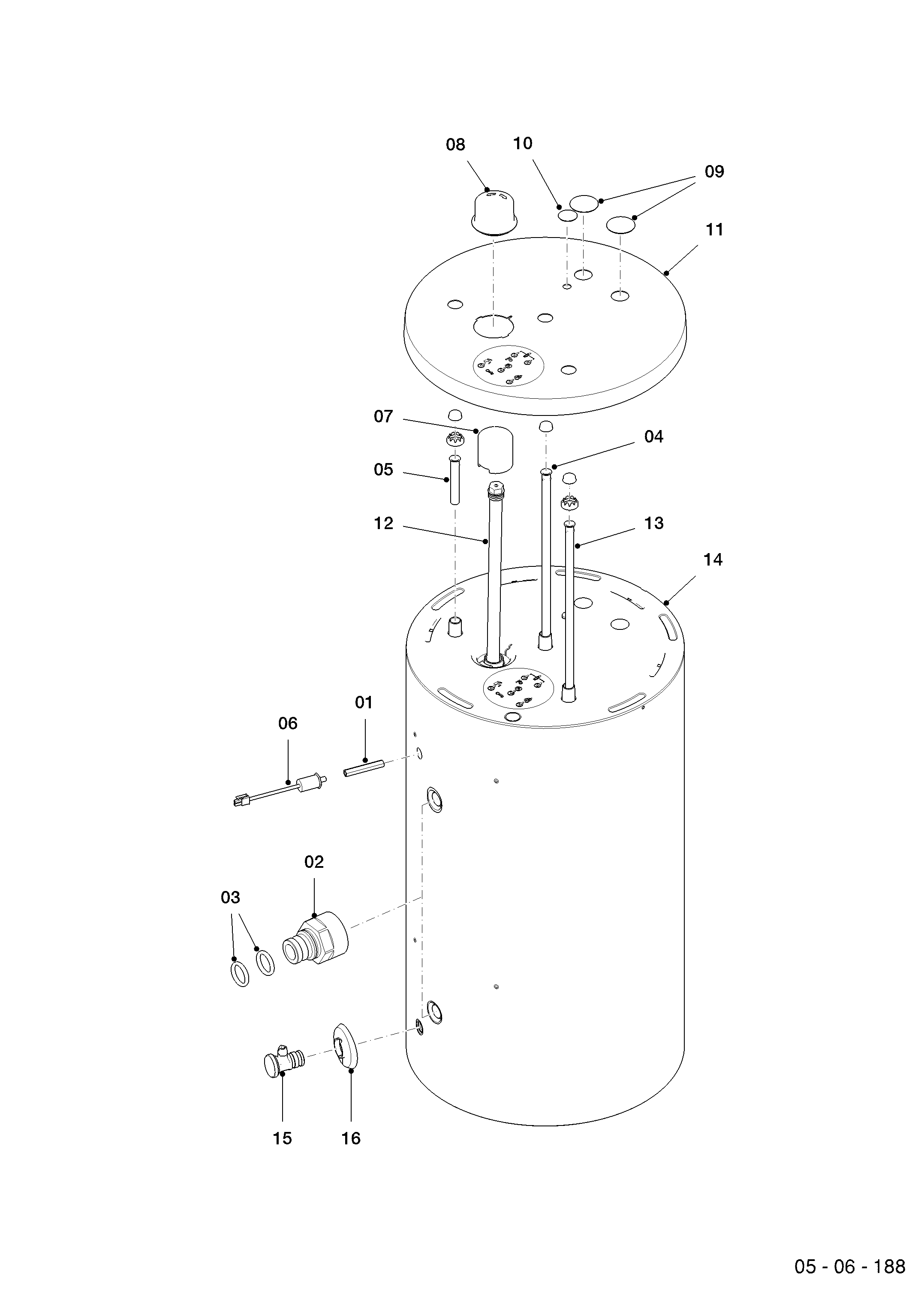Schéma éclaté Ballon sanitaire — Vaillant VIH S2 250/4 B