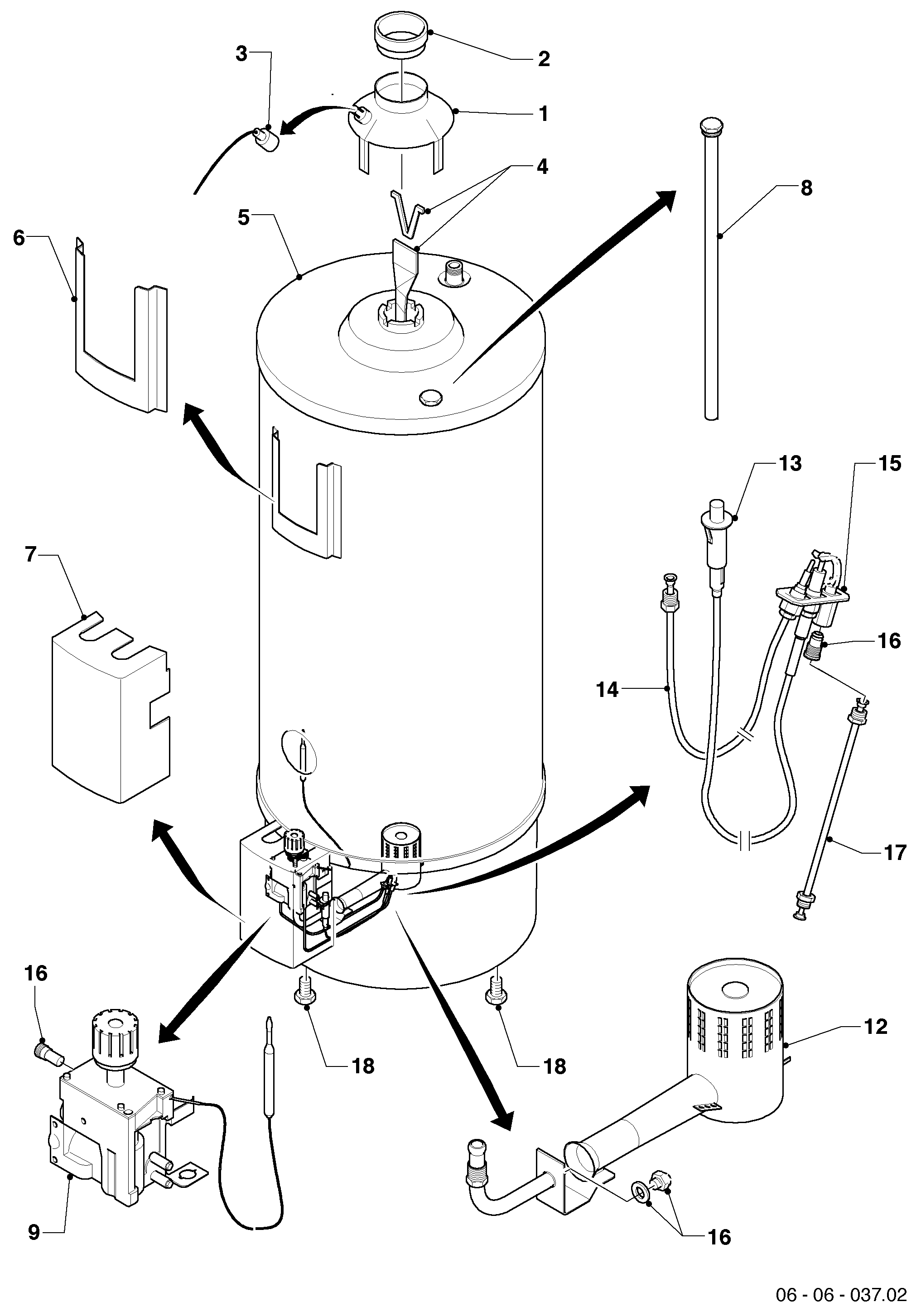 Schéma éclaté Ballon sanitaire — Vaillant VGH 190/6 XZ