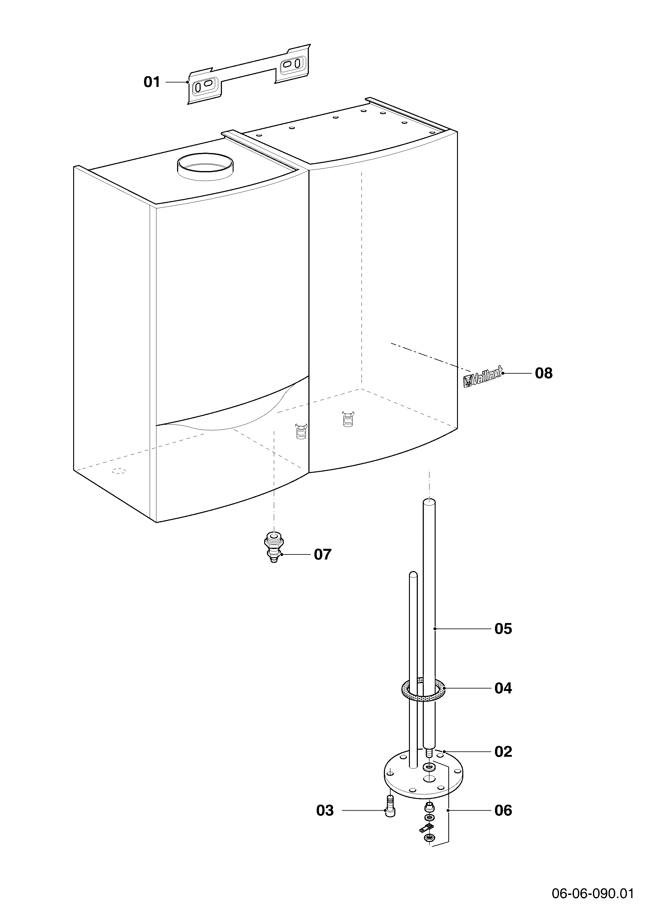 Schéma éclaté Ballon sanitaire — Vaillant VIH Q 75 B