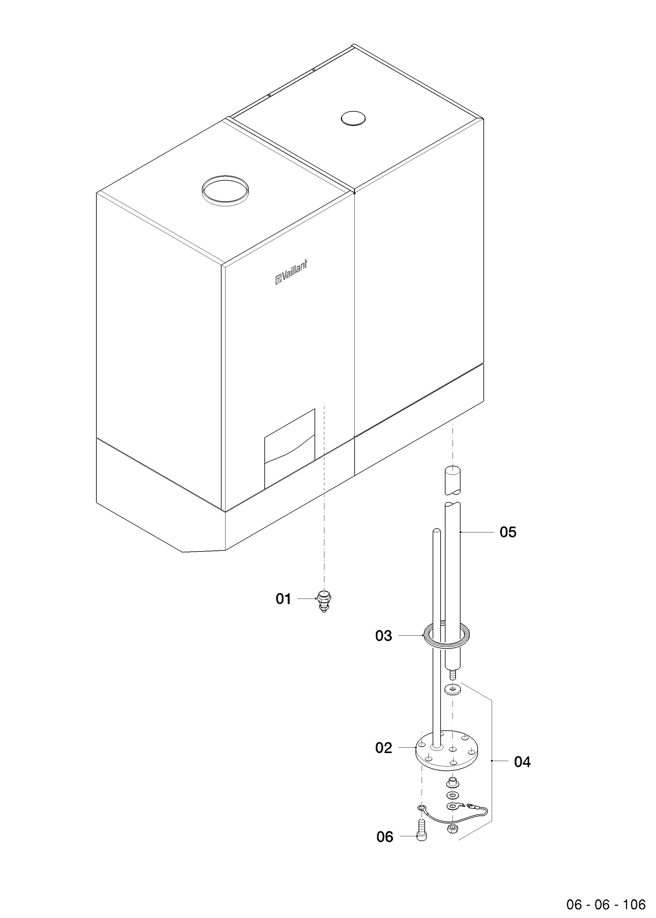 Schéma éclaté Ballon sanitaire — Vaillant VIH Q 75/2 B