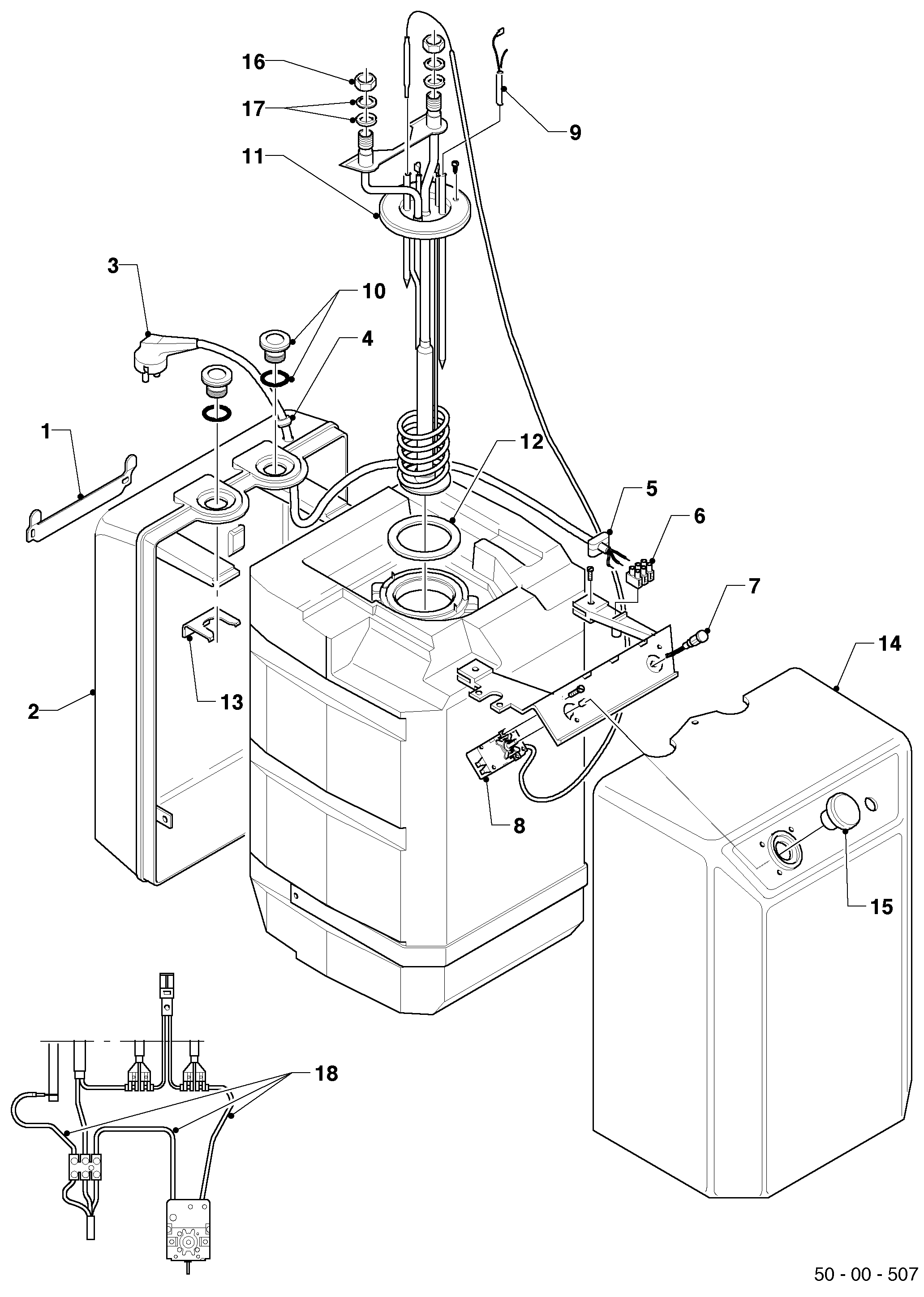 Schéma éclaté Ballon sanitaire (électrique) — Vaillant VEN 10/4 O