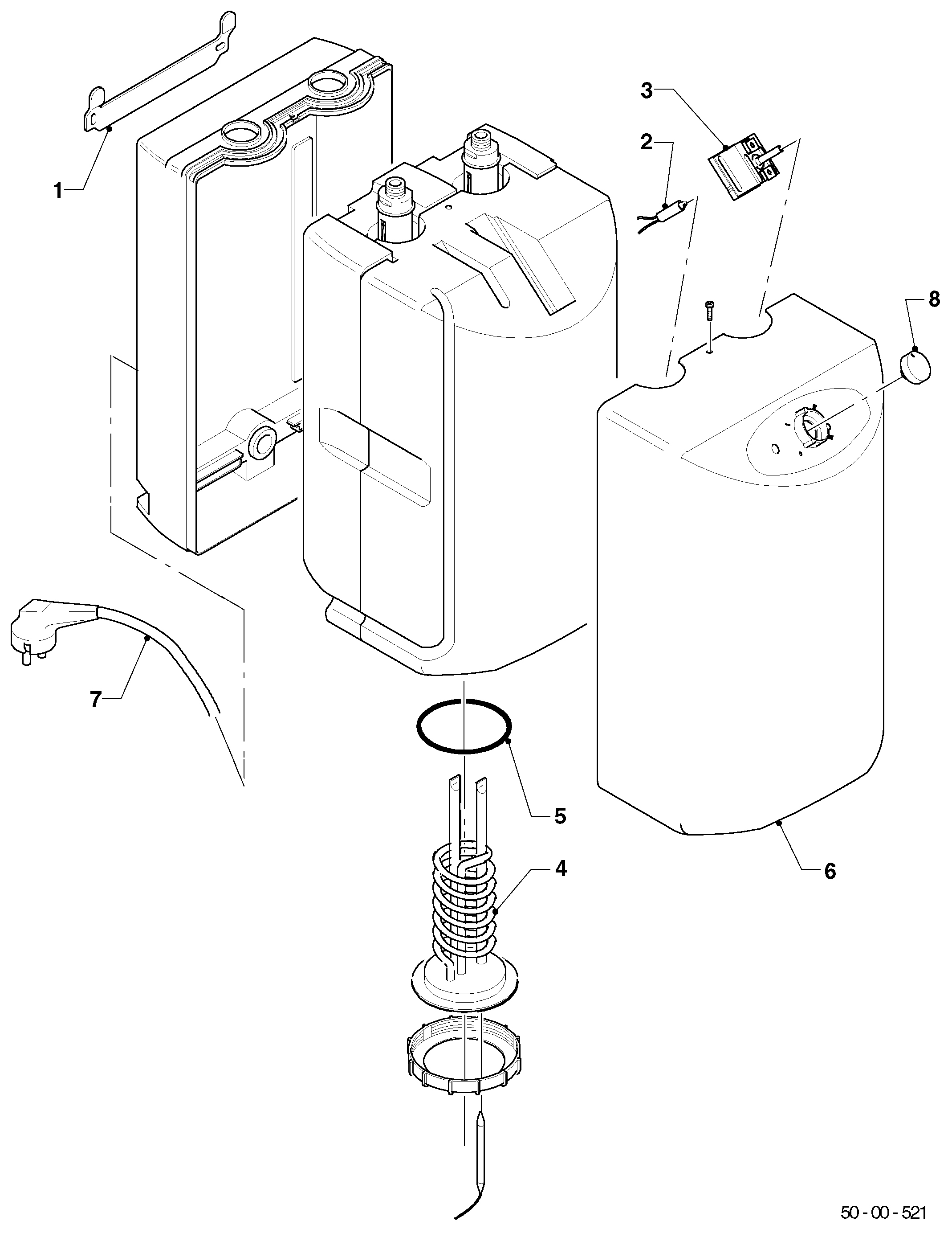 Schéma éclaté Ballon sanitaire (électrique) — Vaillant VEN 5/5 U classic