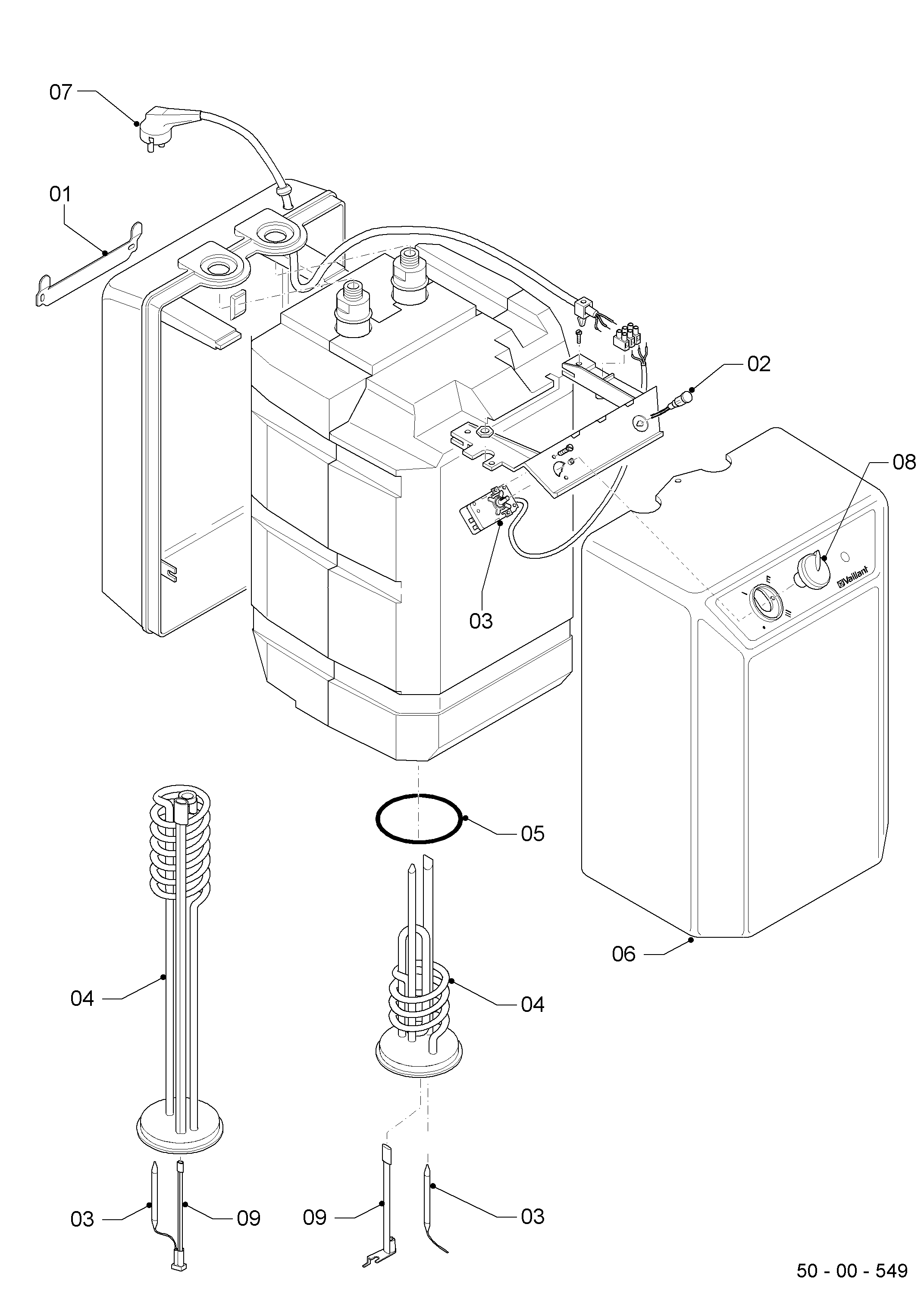 Schéma éclaté Ballon sanitaire (électrique) — Vaillant VEN 10/5 O