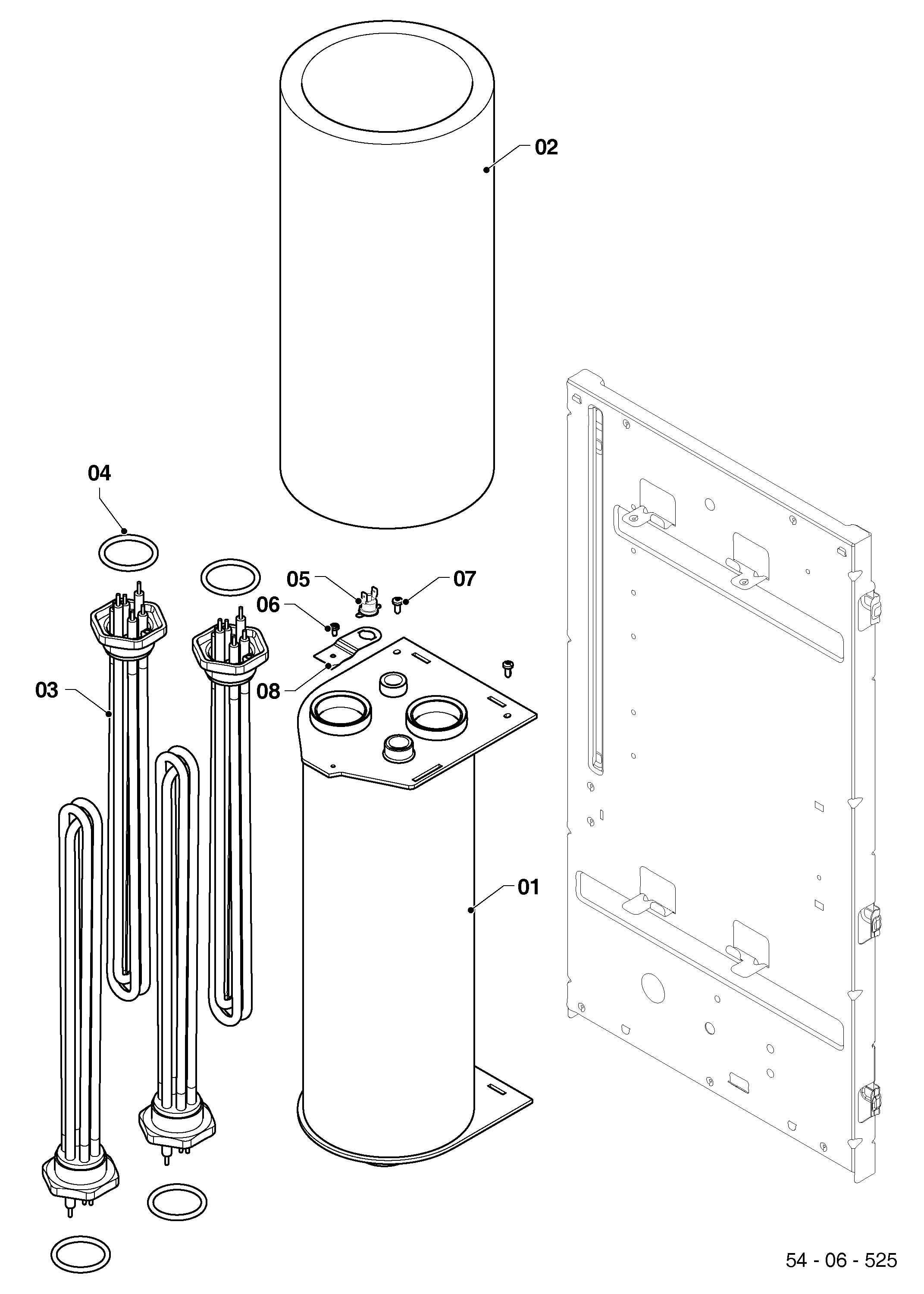 Schéma éclaté Échangeur de chaleur — Vaillant eloBLOCK VE 28 / 14