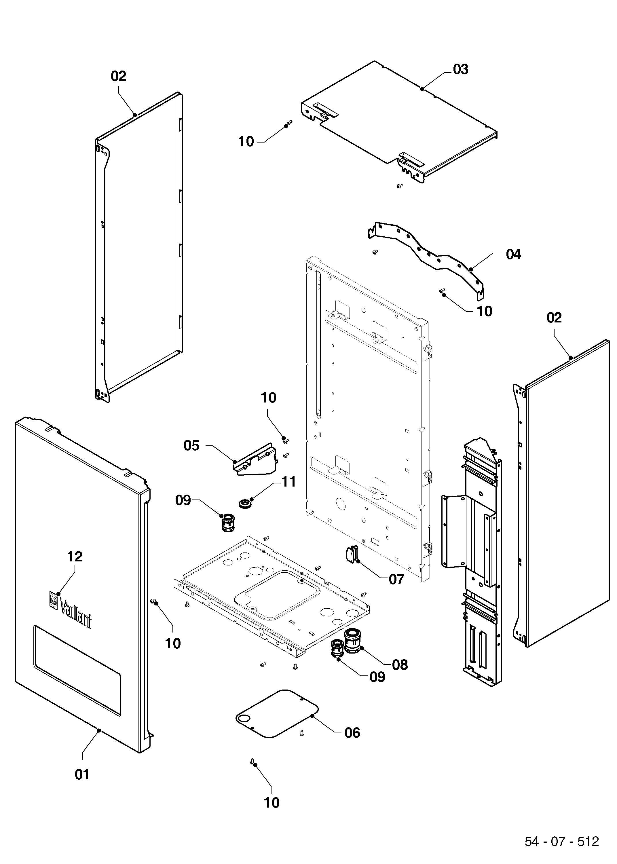 Schéma éclaté Habillage — Vaillant eloBLOCK VE 28 / 14