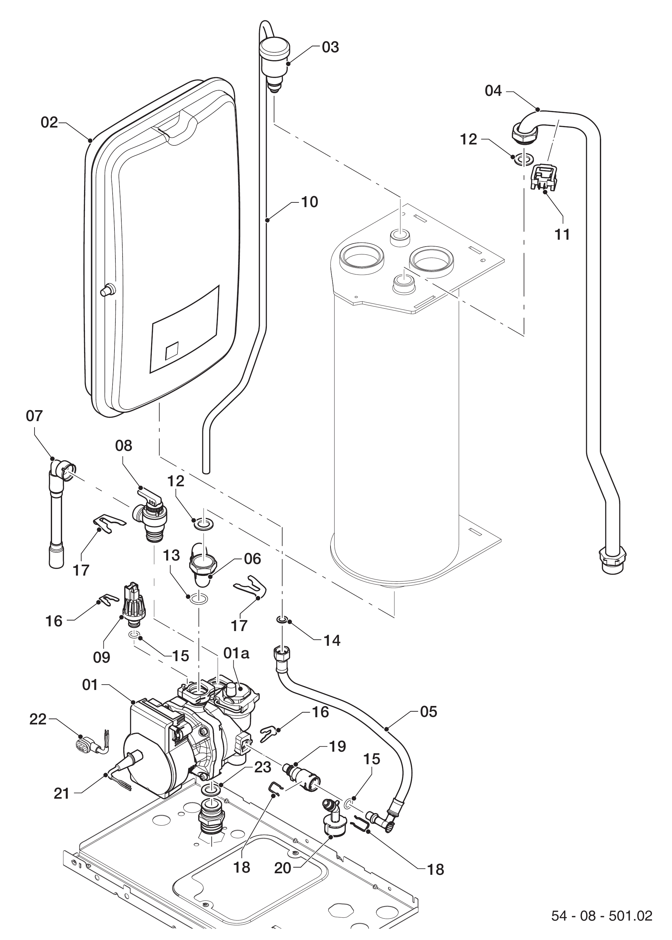 Schéma éclaté Pièces hydrauliques — Vaillant eloBLOCK VE 28 / 14